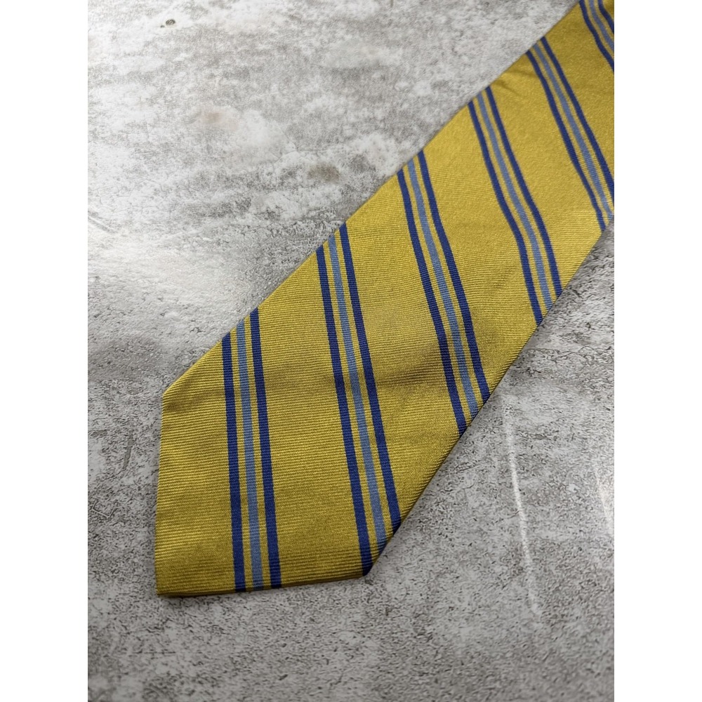 Brooks Brothers Tie Mens One Size Yellow 100% Silk Striped Pointed Necktie